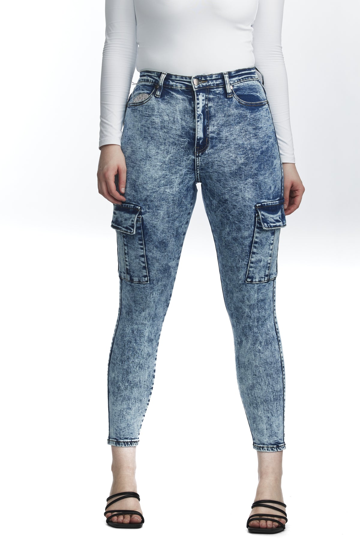 High Waisted Skinny Cargo Jeans