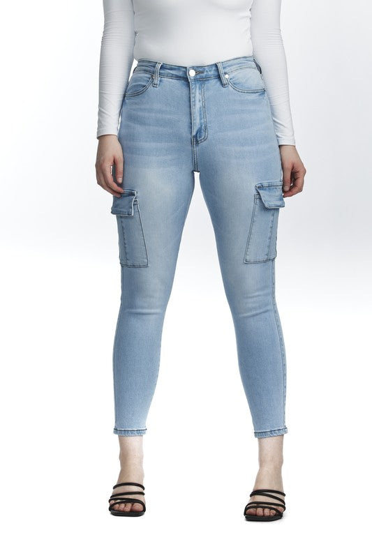 High Waisted Cargo Skinny Jeans