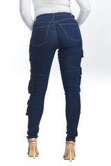 High Waisted Cargo Skinny Jeans